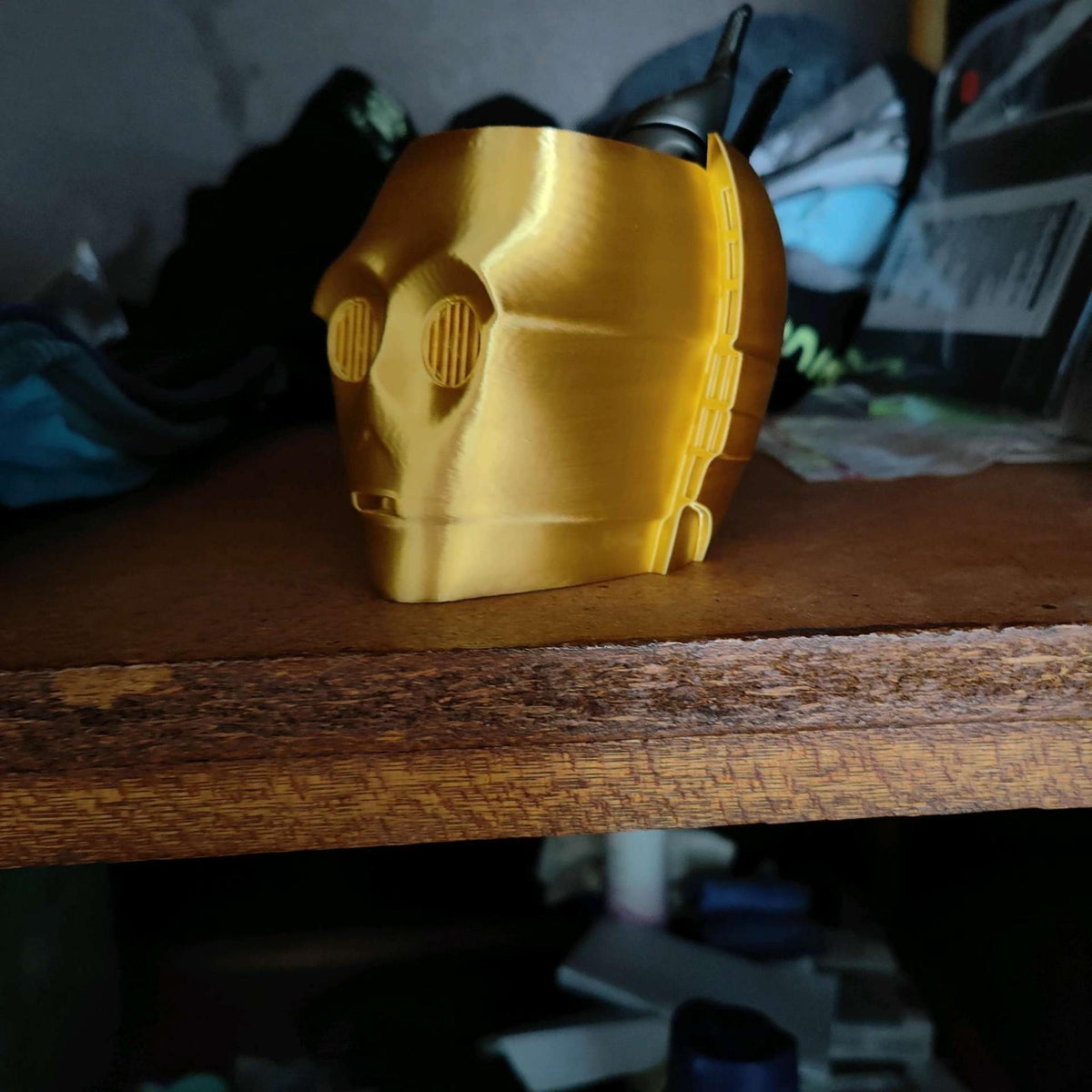 Gold Droid Head Pen Holder Desk Organiser Sci Fi Desk Decor Robot Pencil Holder Geek Gift Office Storage