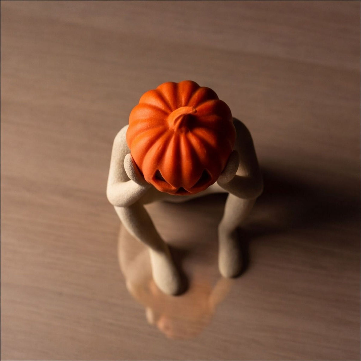 Pumpkin Head Minimalist Figure | Halloween Sculpture