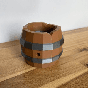 Low Poly Barrel Pot – Minecraft-Inspired Game Decor