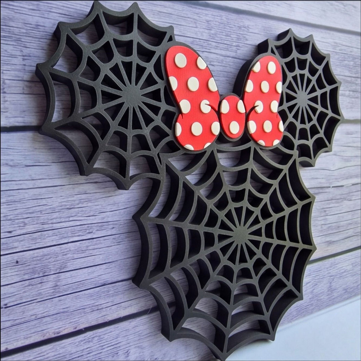 Minnie Mouse Inspired Spider Web Halloween Sign Decor