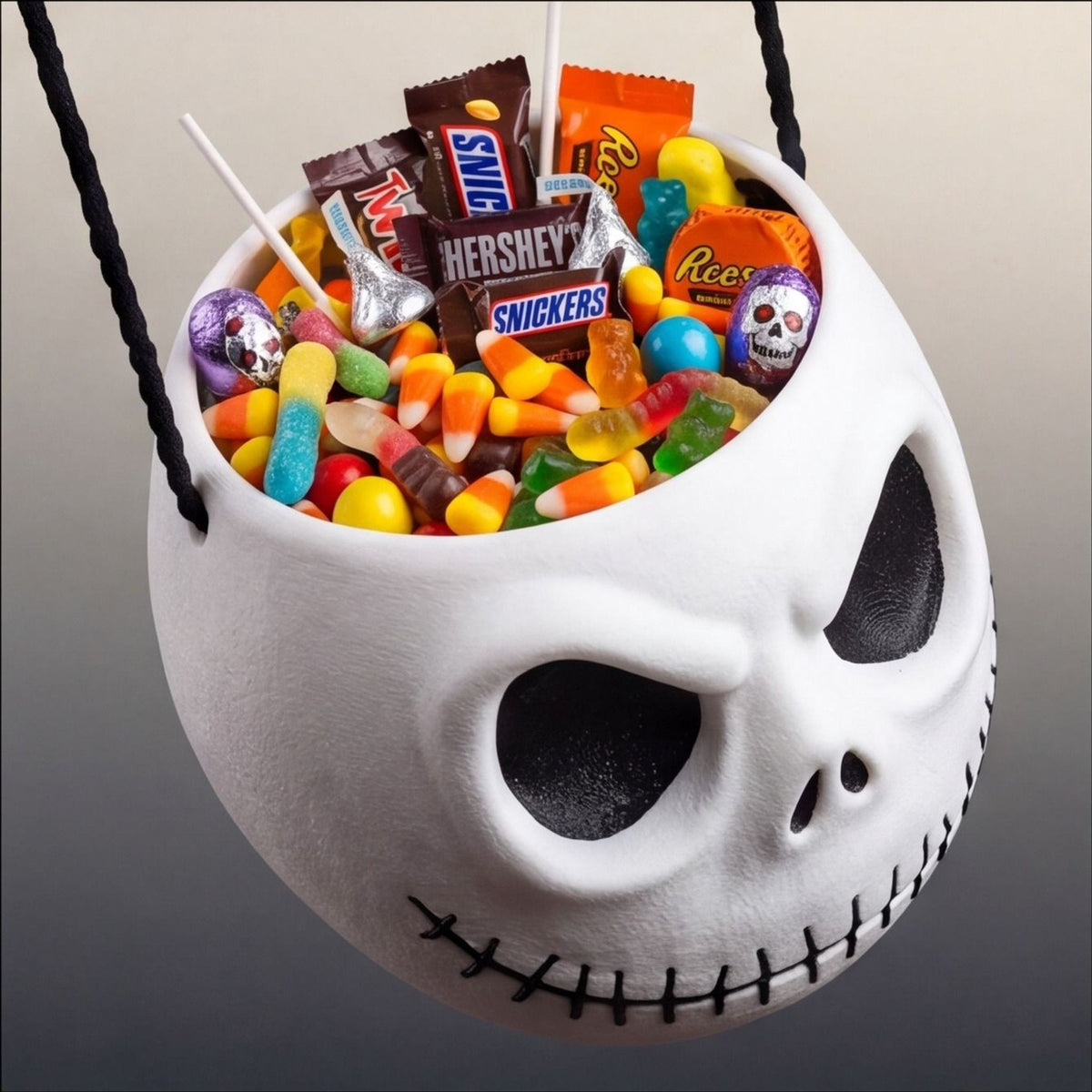 Stitched Skull Candy Bowl with Bone Handle – 3 Sizes