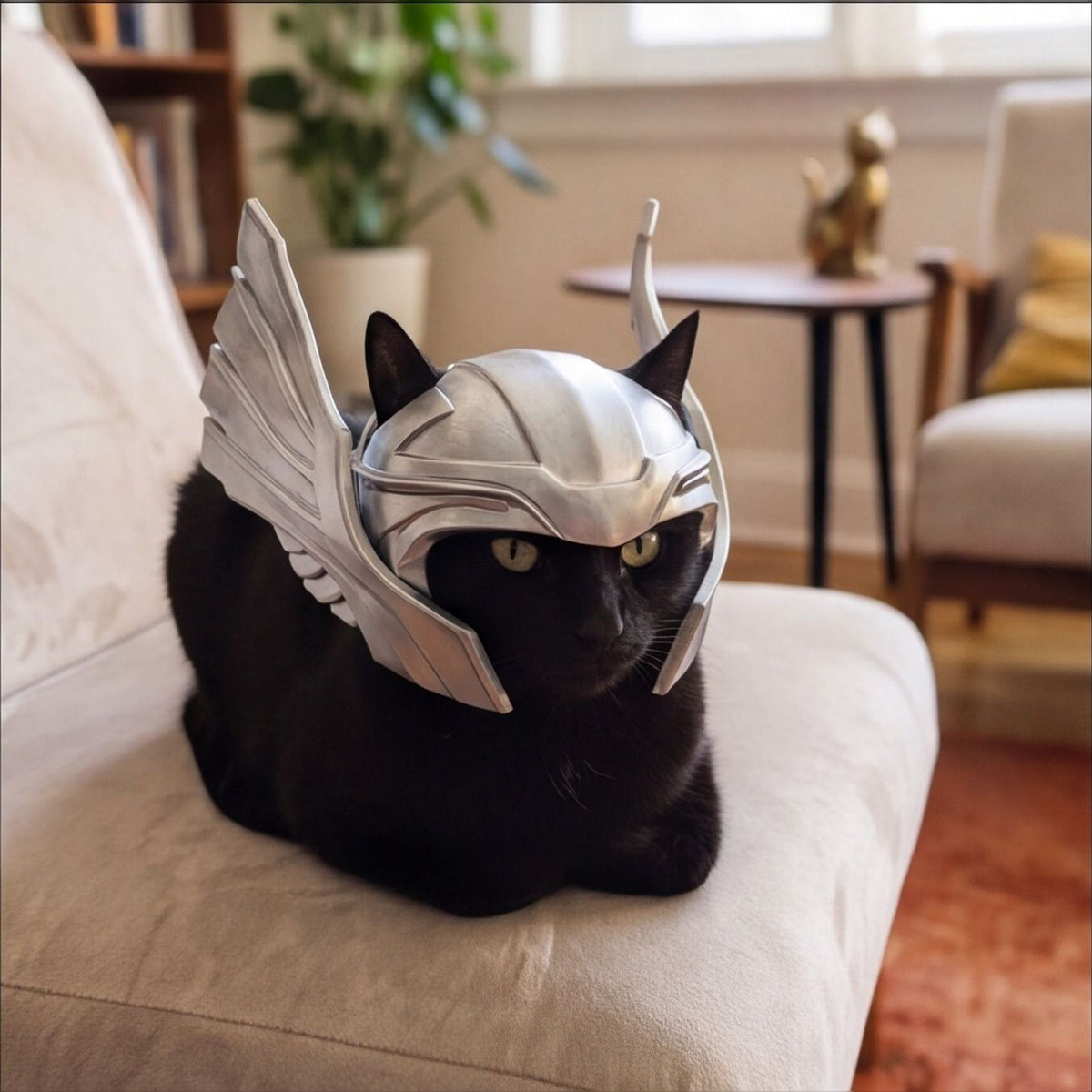 Thor-Inspired Cat Helmet | Novelty Pet Costume Accessory