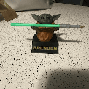Grogu Inspired Lightsaber Pen Holder | Fan Desk Stand