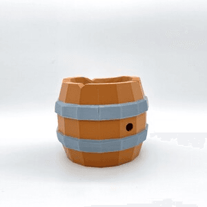 Low Poly Barrel Pot – Minecraft-Inspired Game Decor