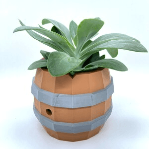 Low Poly Barrel Pot – Minecraft-Inspired Game Decor