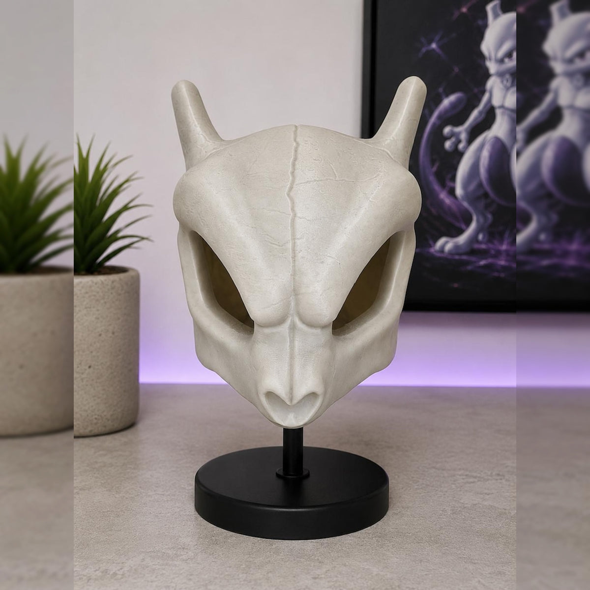 Mewtwo-Inspired Skull Bust | Pokémon Fan Collectible