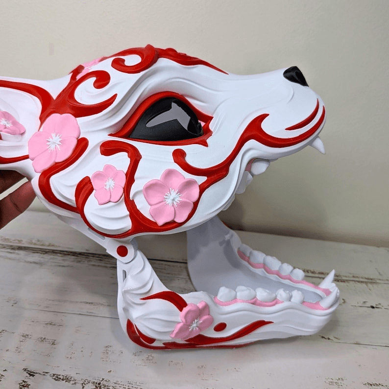 Kitsune Fox Mask – Japanese Folklore Sakura Cosplay