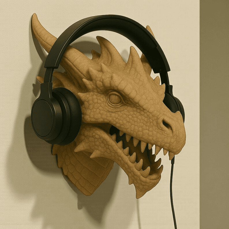 Dragon Scale Skull Headphone Stand | Fantasy Gamer Desk