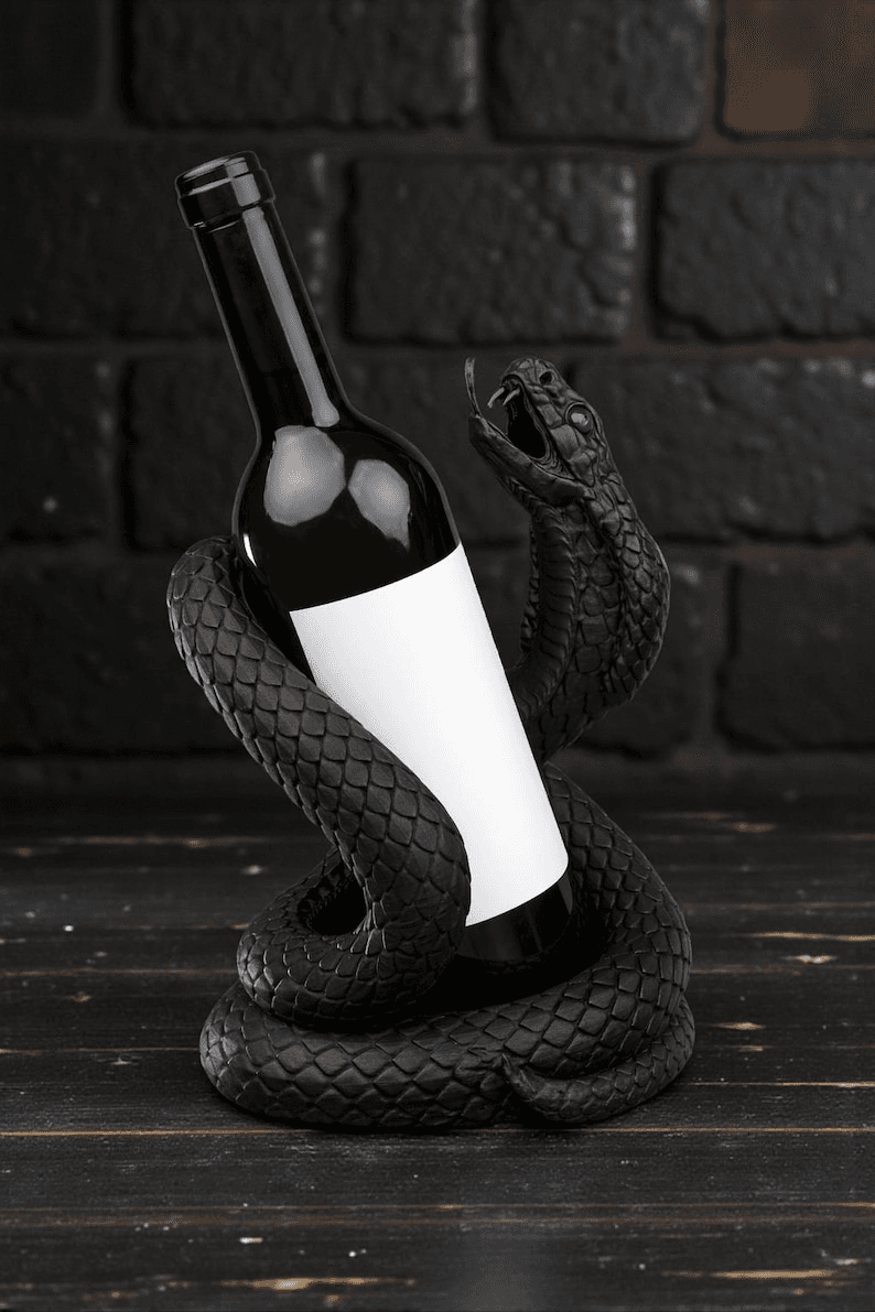 Black Cobra Snake Wine Bottle Holder – Gothic Bar Stand