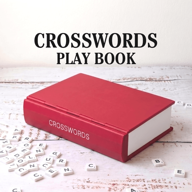 Crosswords Play Book – Red Hardcover Word Game Set