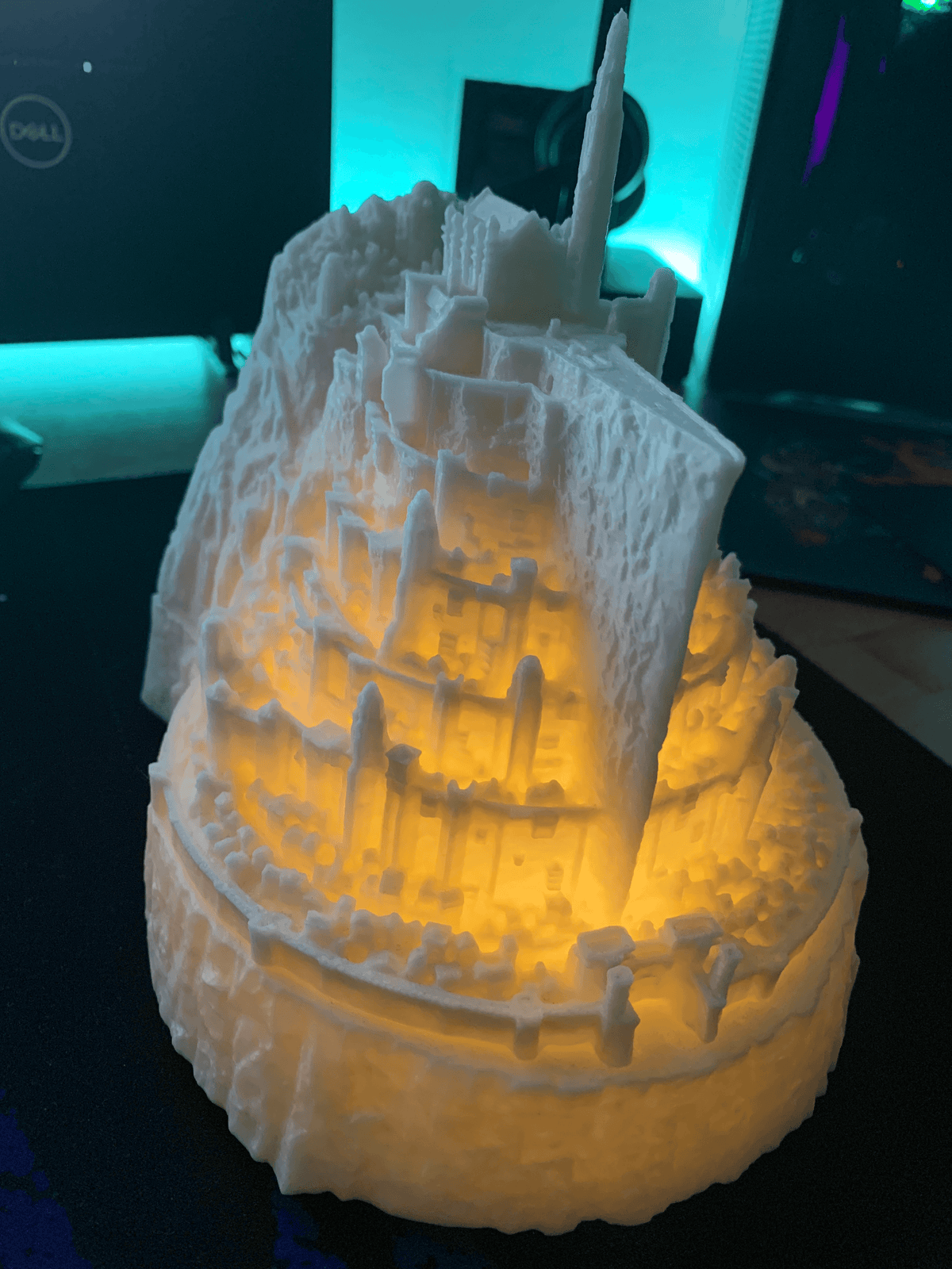 Minas Tirith Inspired Glowing Fantasy Castle Model