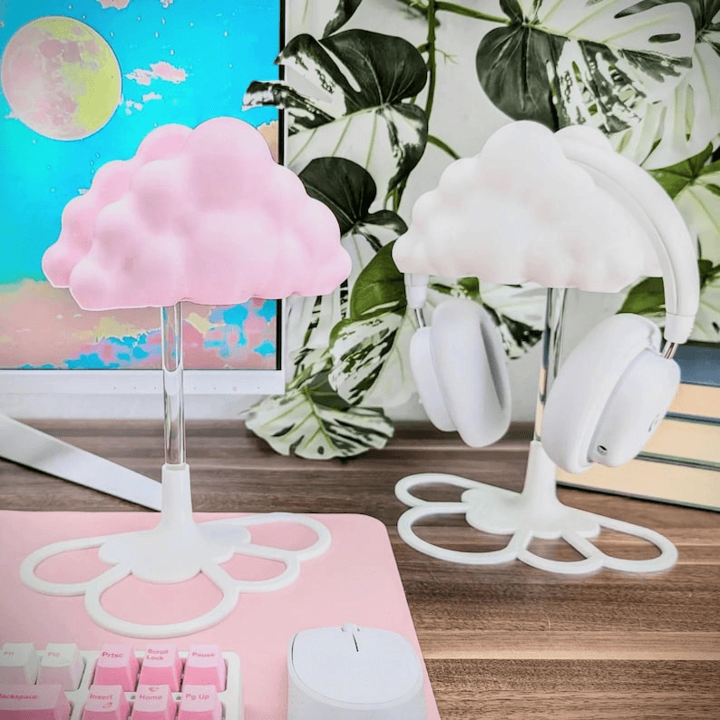 Cute Cloud Headphone Stand – Kawaii Gaming Room Decor