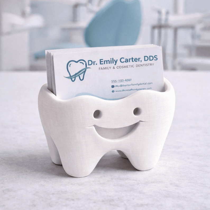 Smiling Tooth Business Card Holder for Dentist Desk