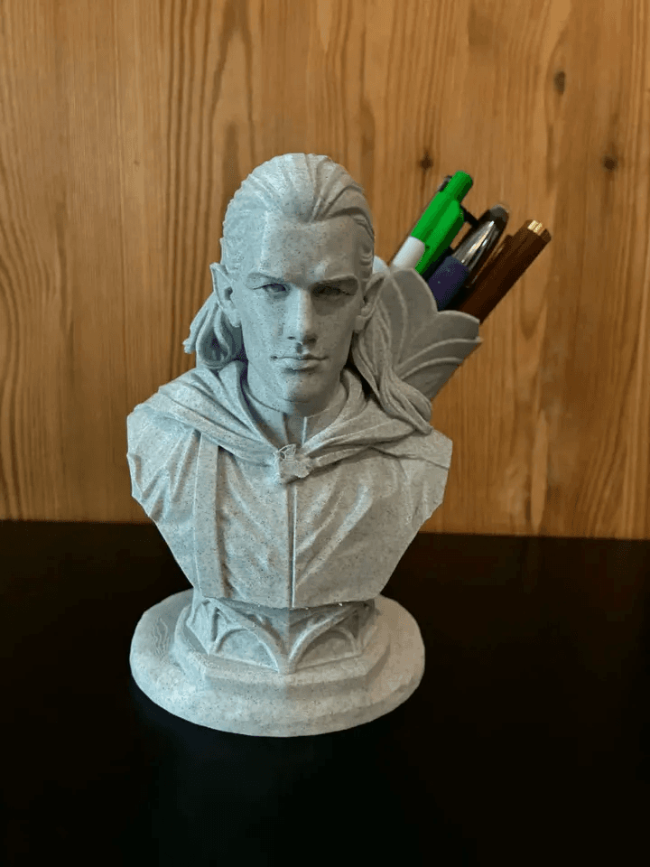 Legolas-Inspired Elf Bust Pencil Holder | Fantasy Desk Organiser