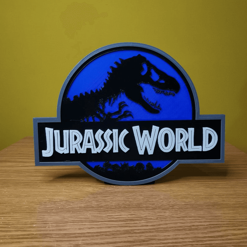 Jurassic World Inspired Dinosaur Logo Sign Plaque