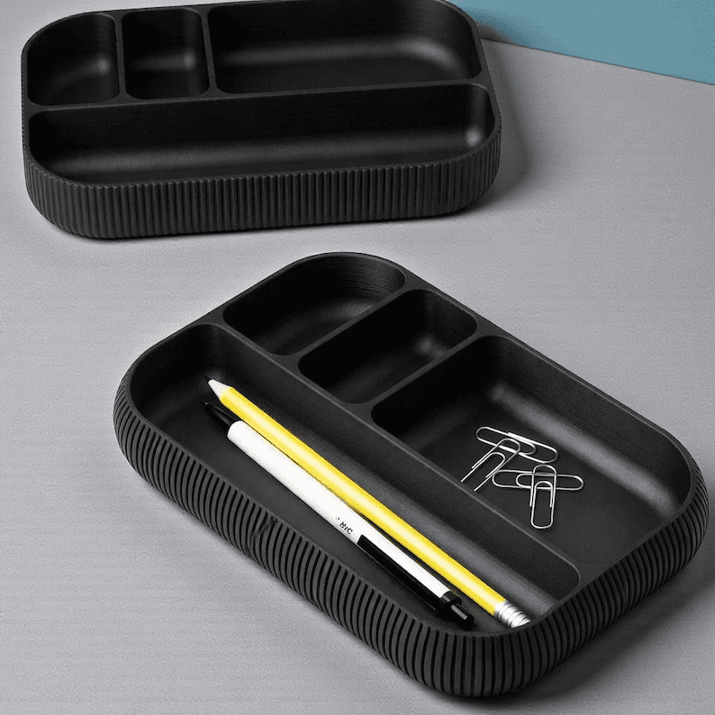Minimalist Matte Black Desk Organizer Tray for Gamers
