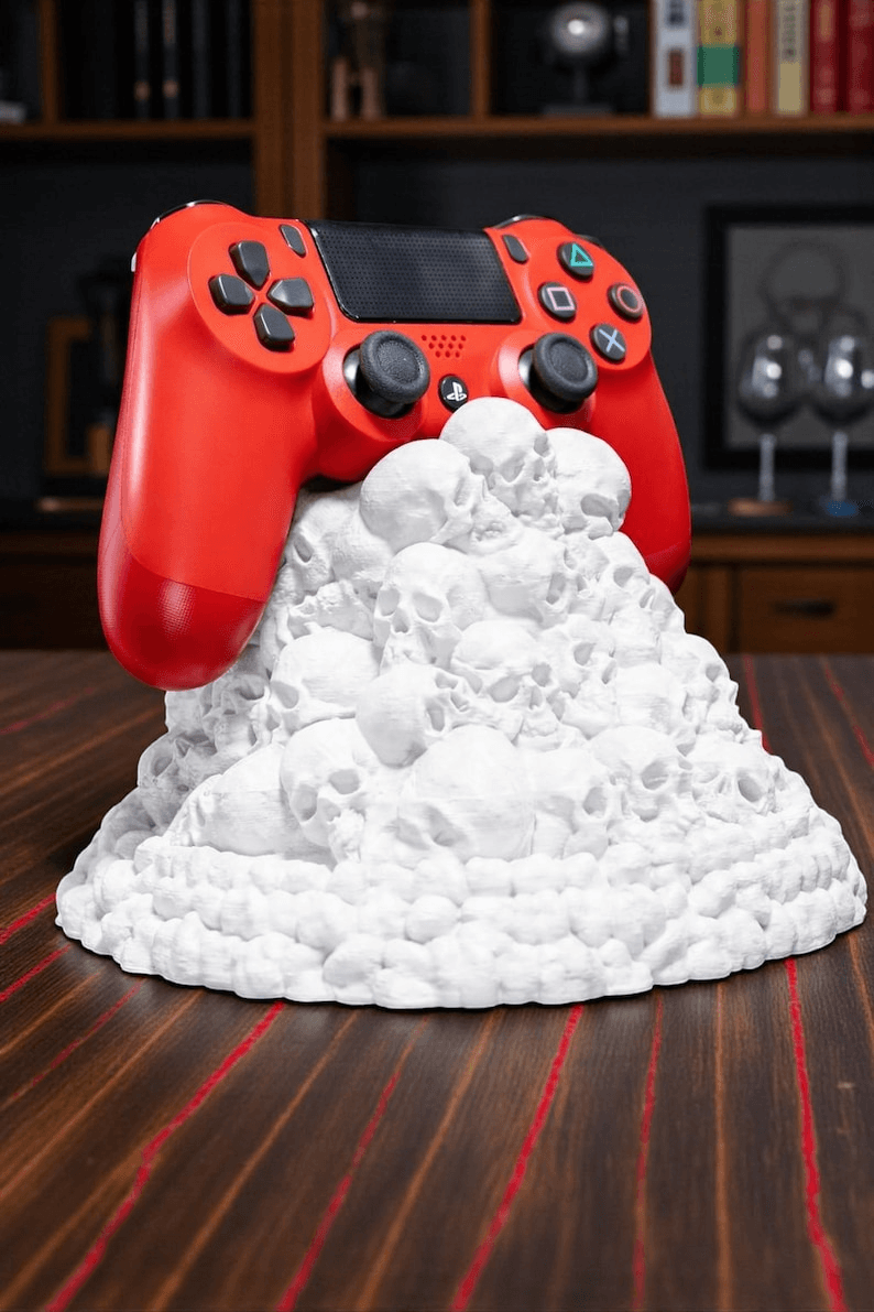 Gothic Skull Pile Gaming Controller Stand – Desk Decor