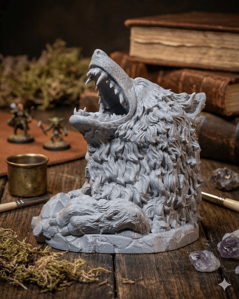 Howling Wolf Dice Tower – Fantasy RPG Tabletop Accessory