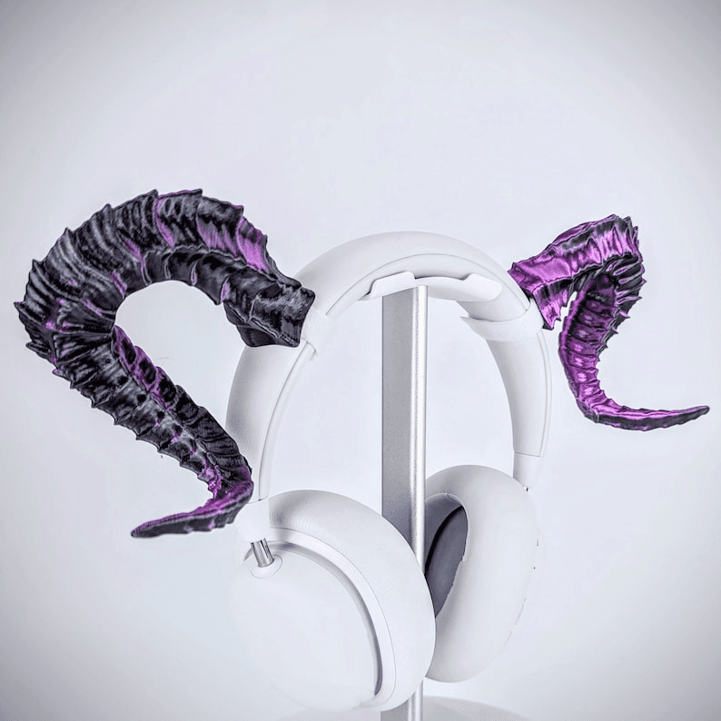 Tiefling Curved Ram Horns – DnD Inspired Headphone Horns