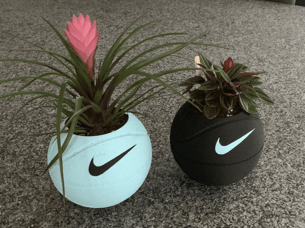 Black Nike-Inspired Basketball Planter | Sports Fan Gift