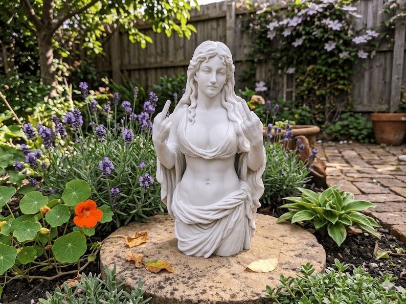 Funny Greek Goddess Middle Finger Bust Statue Decor