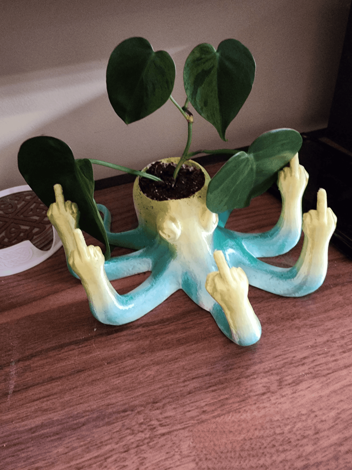 Middle Finger Octopus Planter – Funny Novelty Succulent Pot