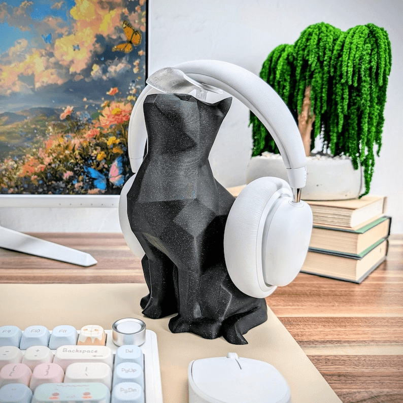 Cute Sleeping Cat Headphone Stand & Headset Holder