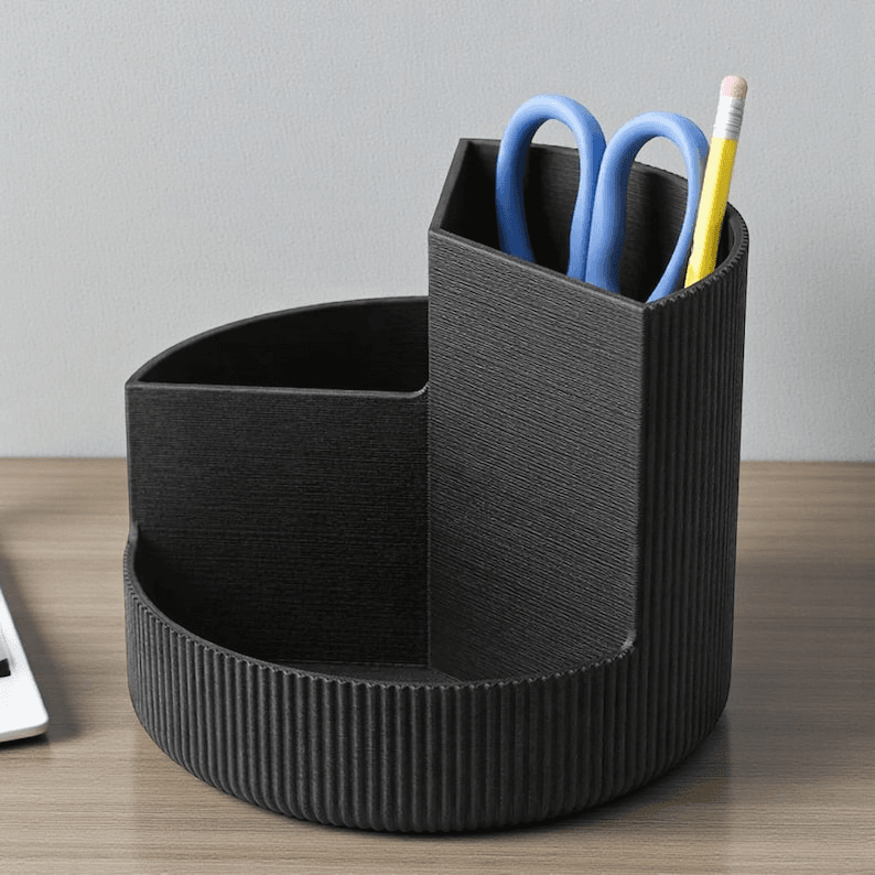 Spiral Ribbed Desk Organizer | Modern Gaming Office Decor