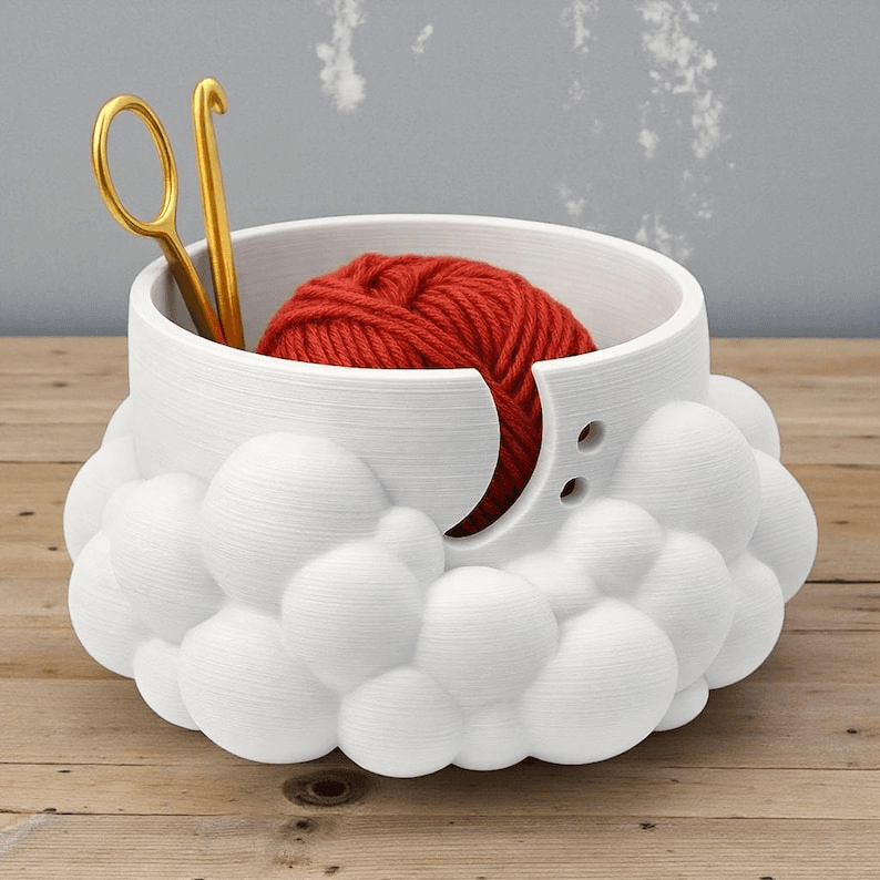 Cloud-Style Yarn Bowl for Knitting & Crochet