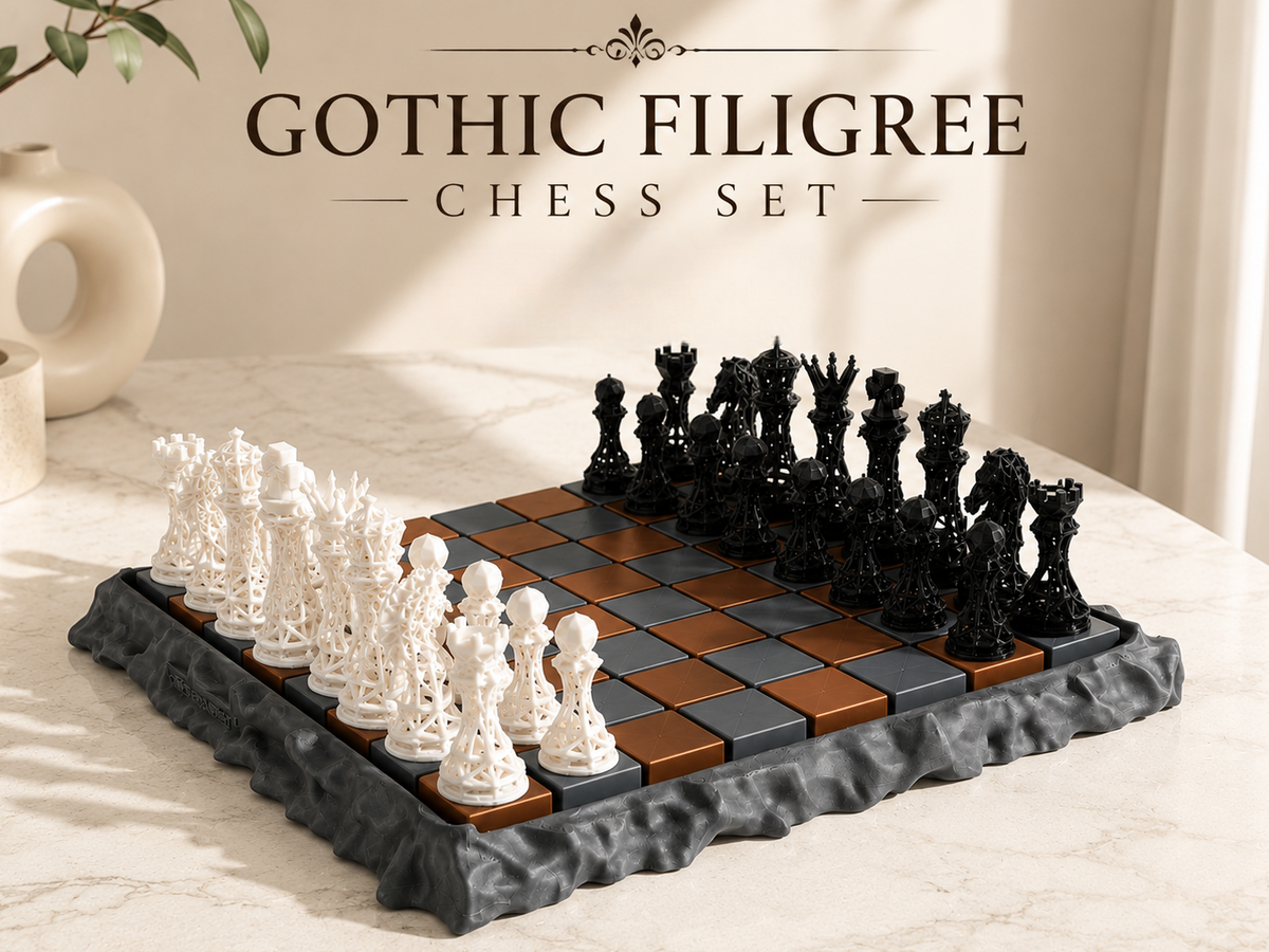 Gothic Filigree Chess Set – Ornate Dark Fantasy Chess Pieces