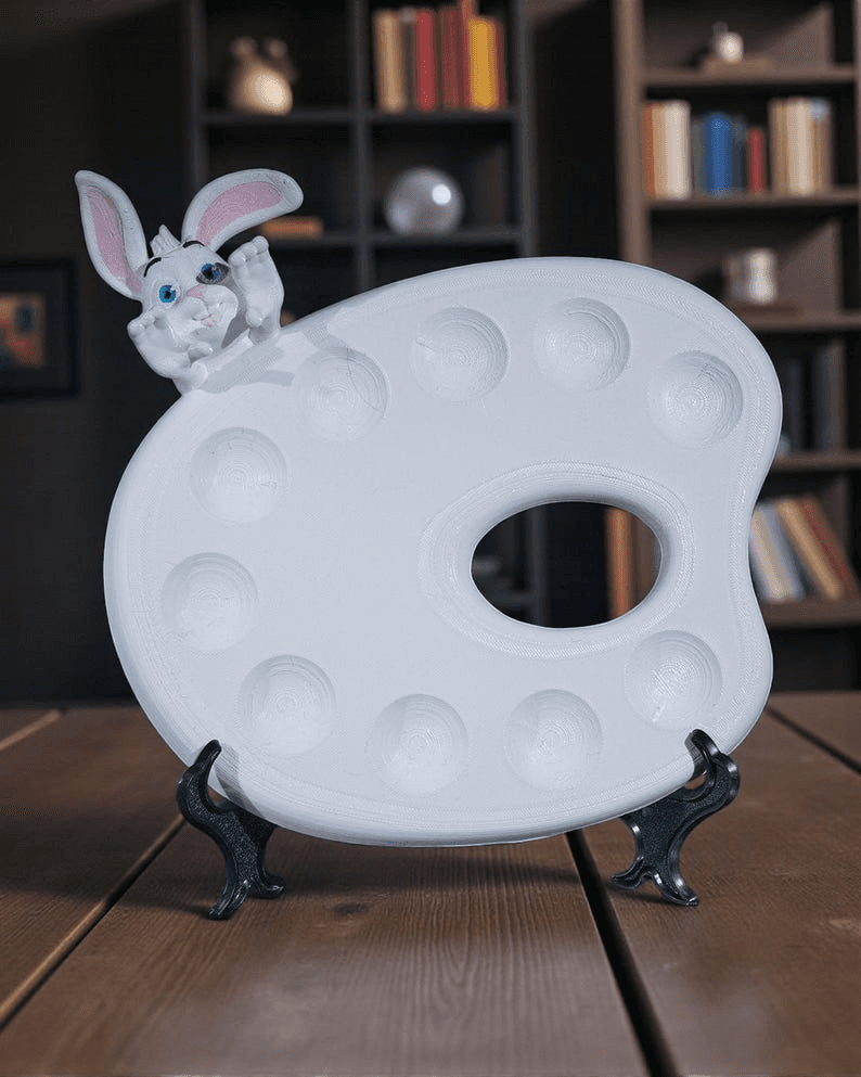 Cute Bunny Artist Paint Palette Desk Decor & Gift