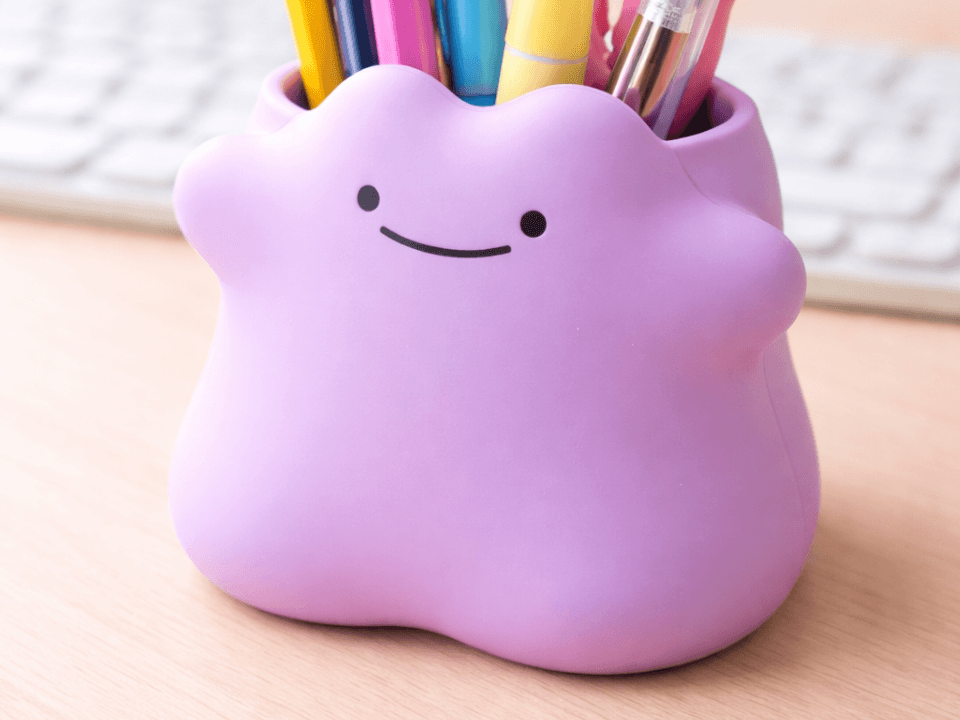Ditto-Inspired Purple Pokemon Fan Pencil Holder Desk Tidy