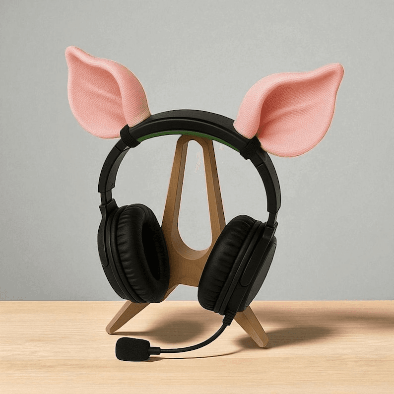 Pig Ears Gaming Headset Attachment | Cosplay Accessory