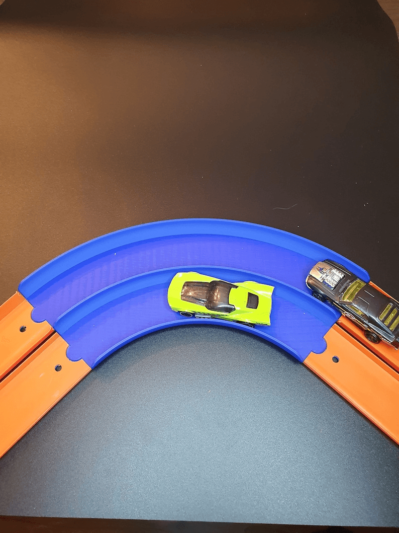 Dual Lane 90° Curve Track Piece for Mini Race Cars
