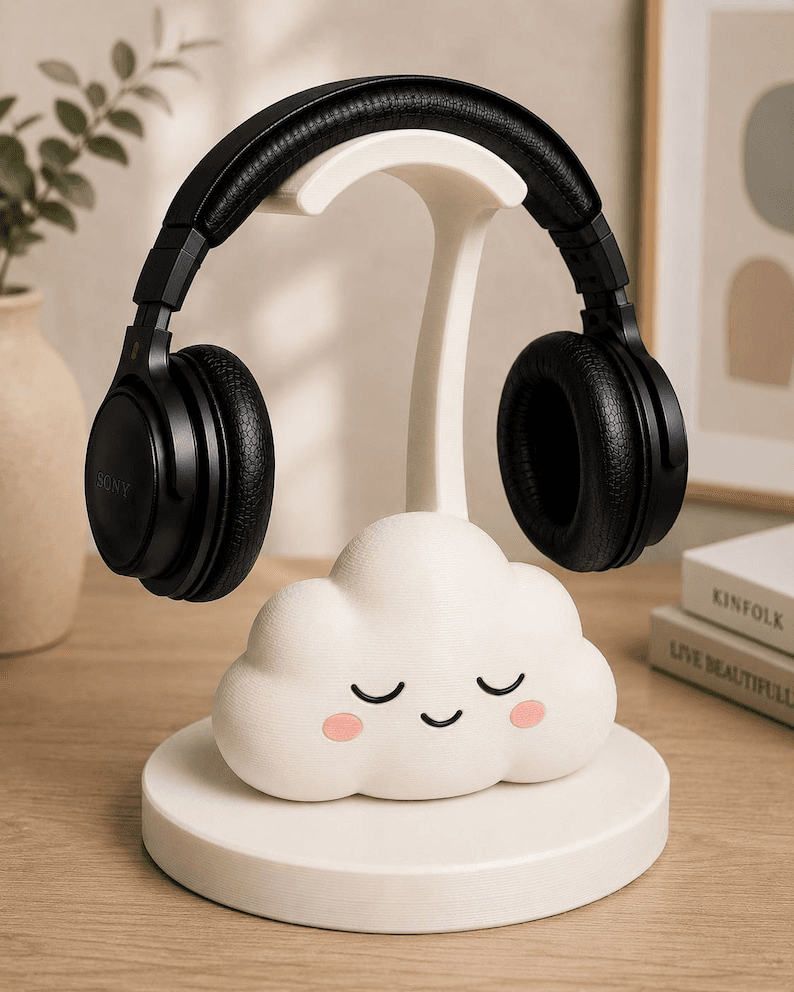 Sleepy Cloud Headphone Stand – Cute Kawaii Desk Holder