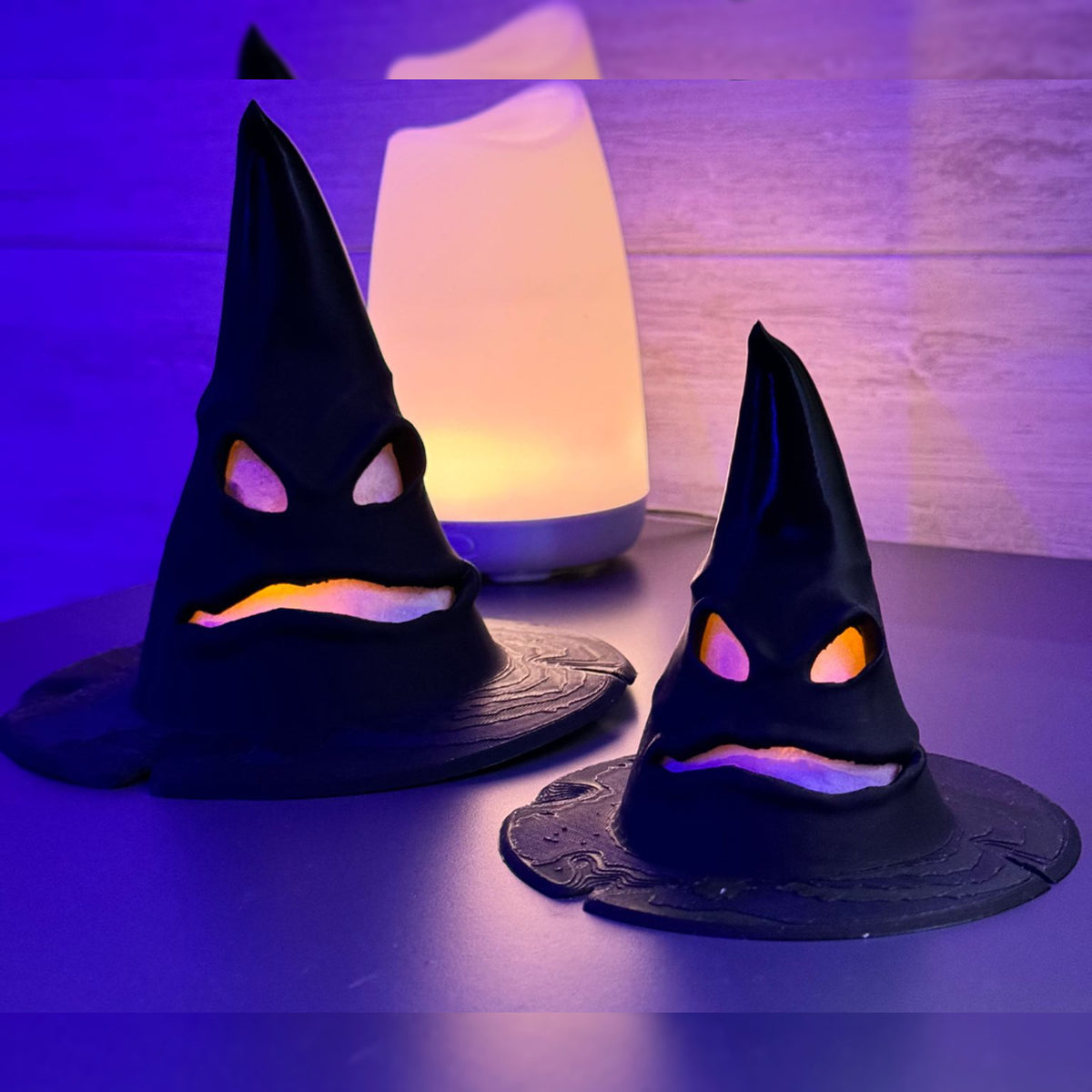 Glowing Witch Hat Face Ornament | Gothic Halloween Decor