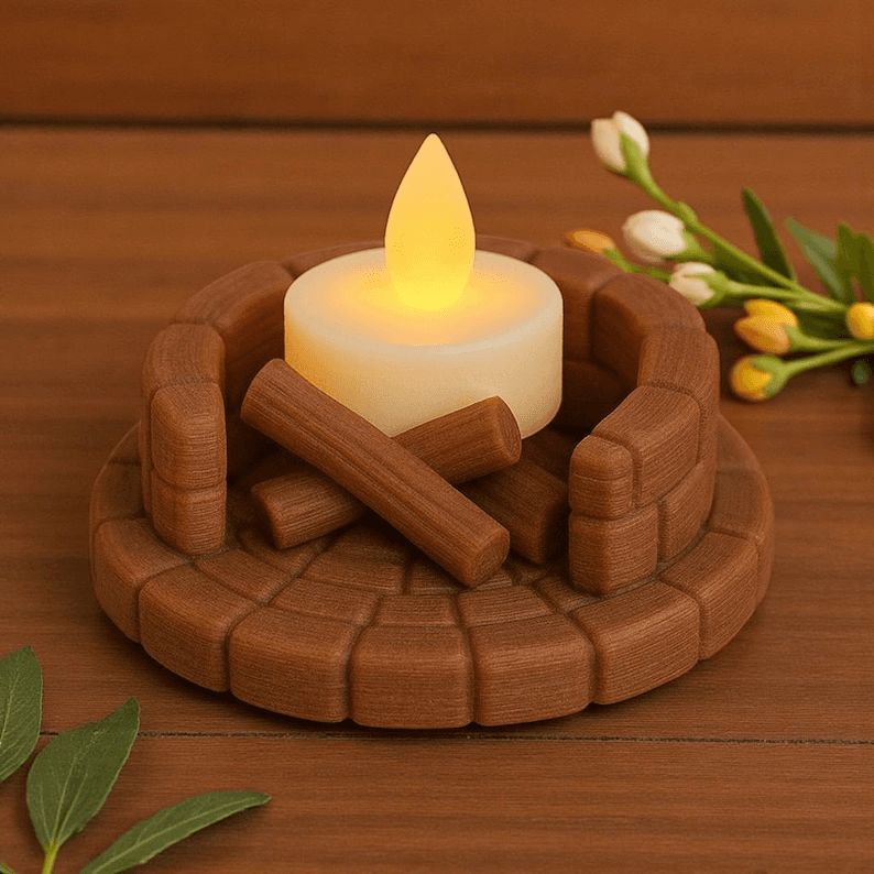 Rustic Mini Campfire Tea Light Holder | Log Pile Design