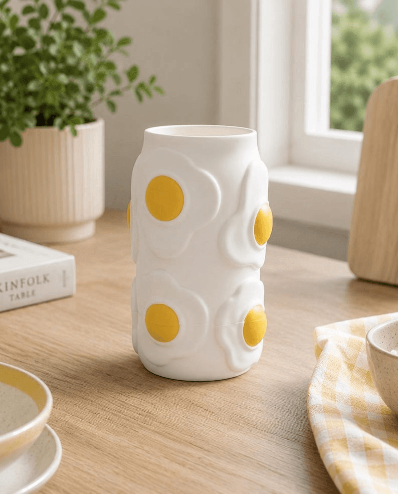 Sunny Side Up Fried Egg Vase | Quirky Kitchen Decor