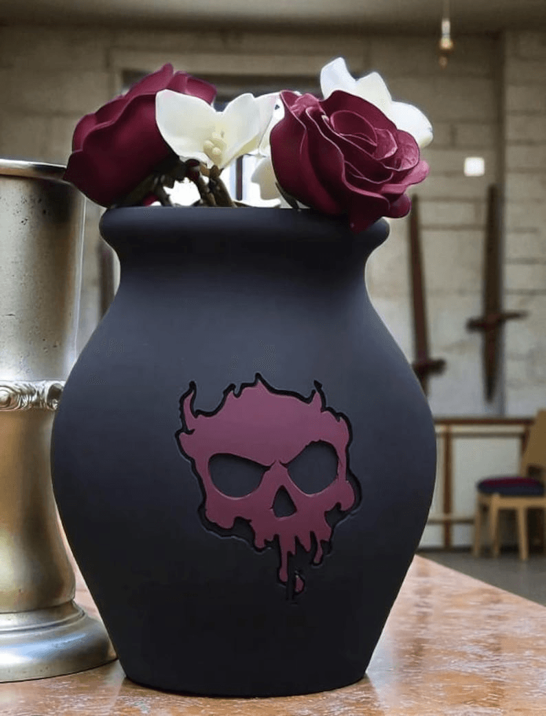 Gothic Skull Flower Vase | Dark Planter Pot