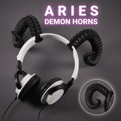 Aries Demon Ram Horns Headset Attachment for Gamers