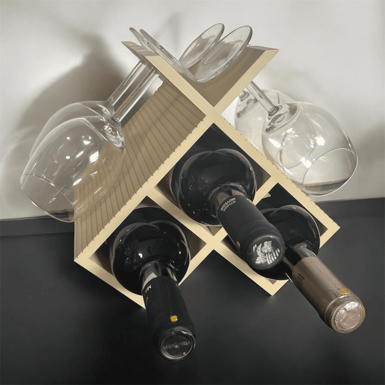 Minecraft-Inspired Wine Rack & Glass Holder for Home Bar