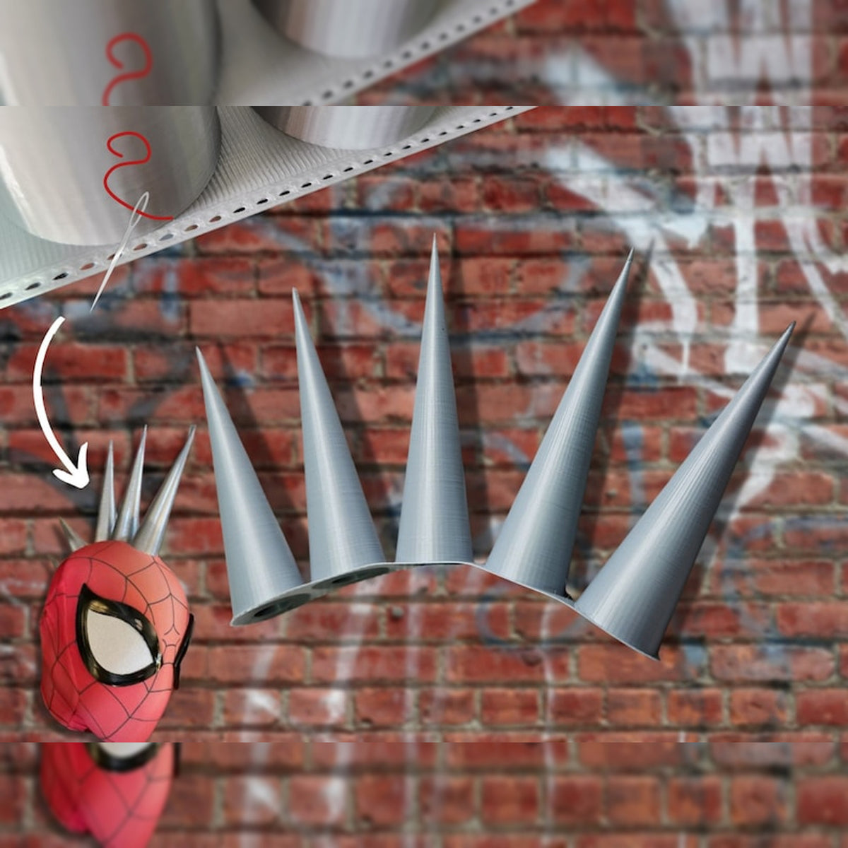 Spider-Verse Inspired Punk Spiked Cosplay Mask