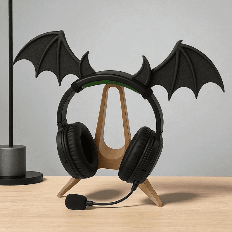 Vampire Bat Wings Headset Decoration | Gothic Gaming Decor
