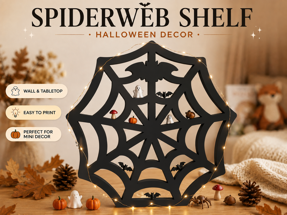 Spiderweb Shelf Halloween Decor for Mini Figurines & Trinkets