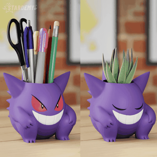 Gengar Inspired Planter & Pencil Holder | Pokemon Fan Pot