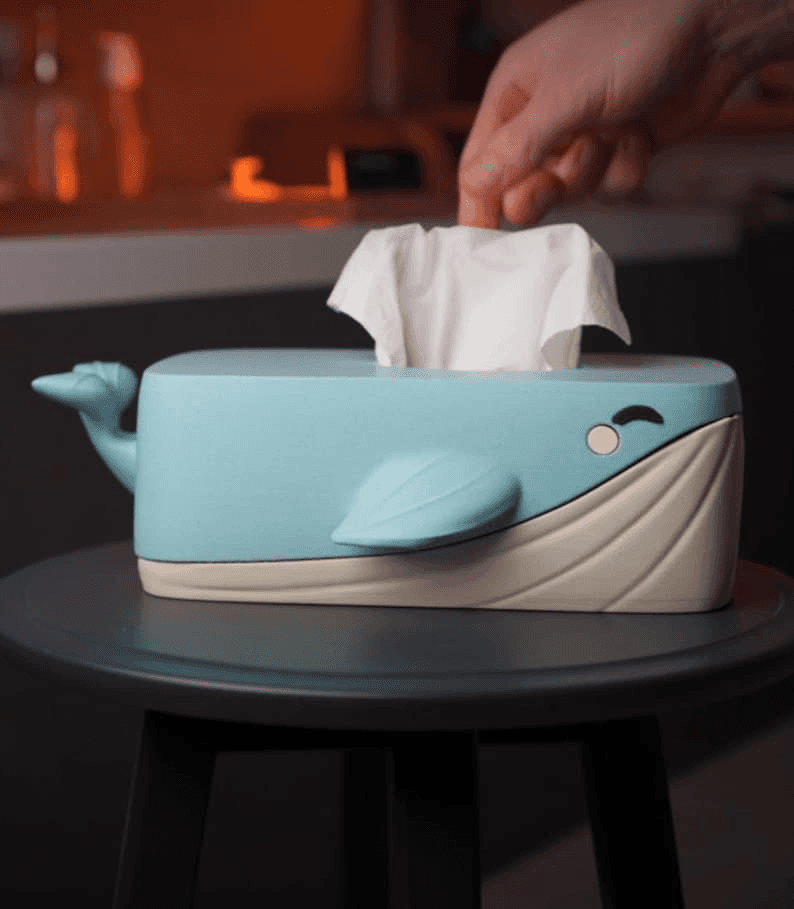 Bubbles the Whale Tissue Box Cover with Phone Holder