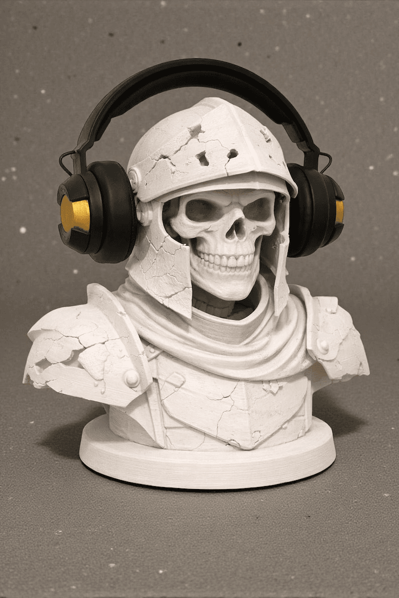 Gothic Skeleton Knight Headphone Stand | Gamer Desk Decor