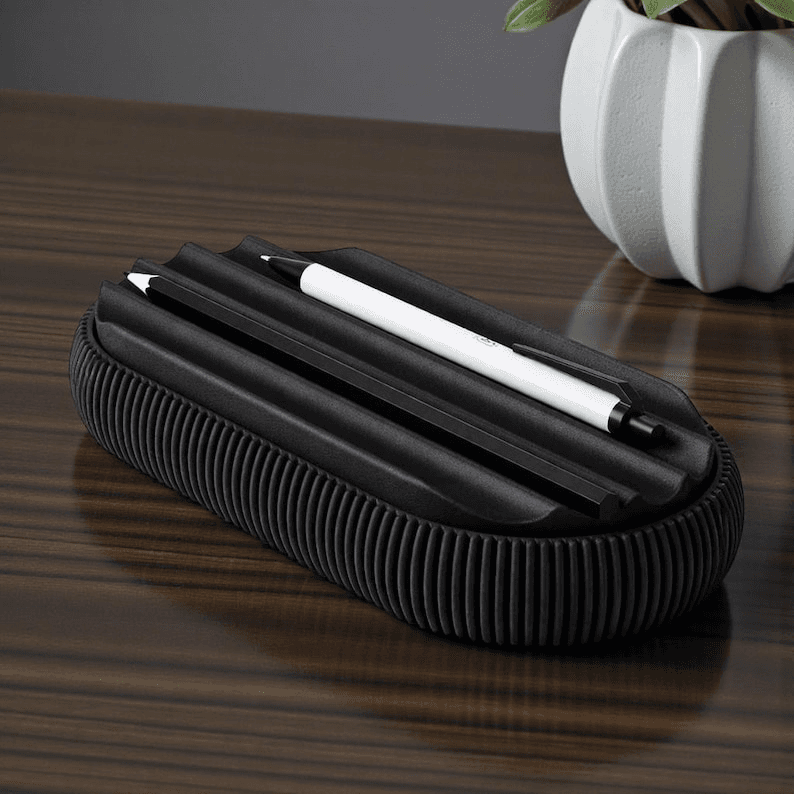 Ribbed Pen Tray – Modern Minimalist Desk Organizer