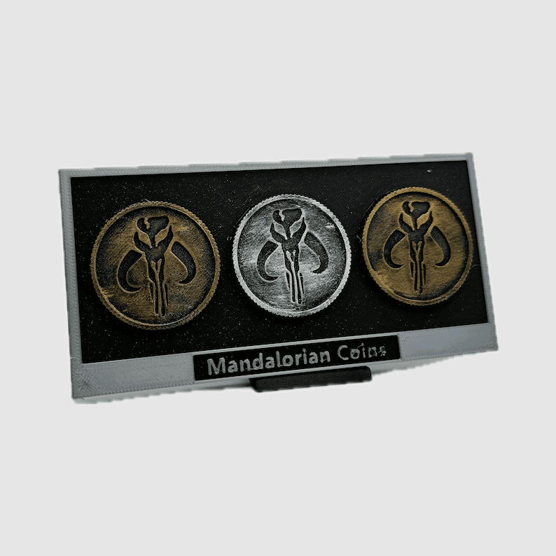 Mandalorian Inspired Coins Display Set with Stand