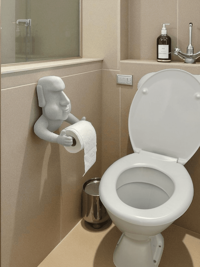 Moai Easter Island Inspired Toilet Paper Holder